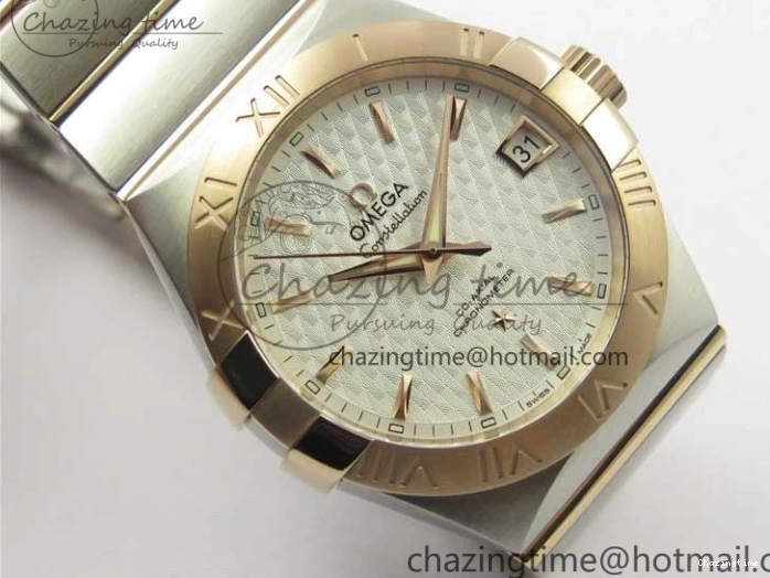 0115 Stylish Constellation 38mm SS RG VSF 1:1 Best Edition WhiteTextured Dial on SS RG Bracelet A8500 Super Clone 7921